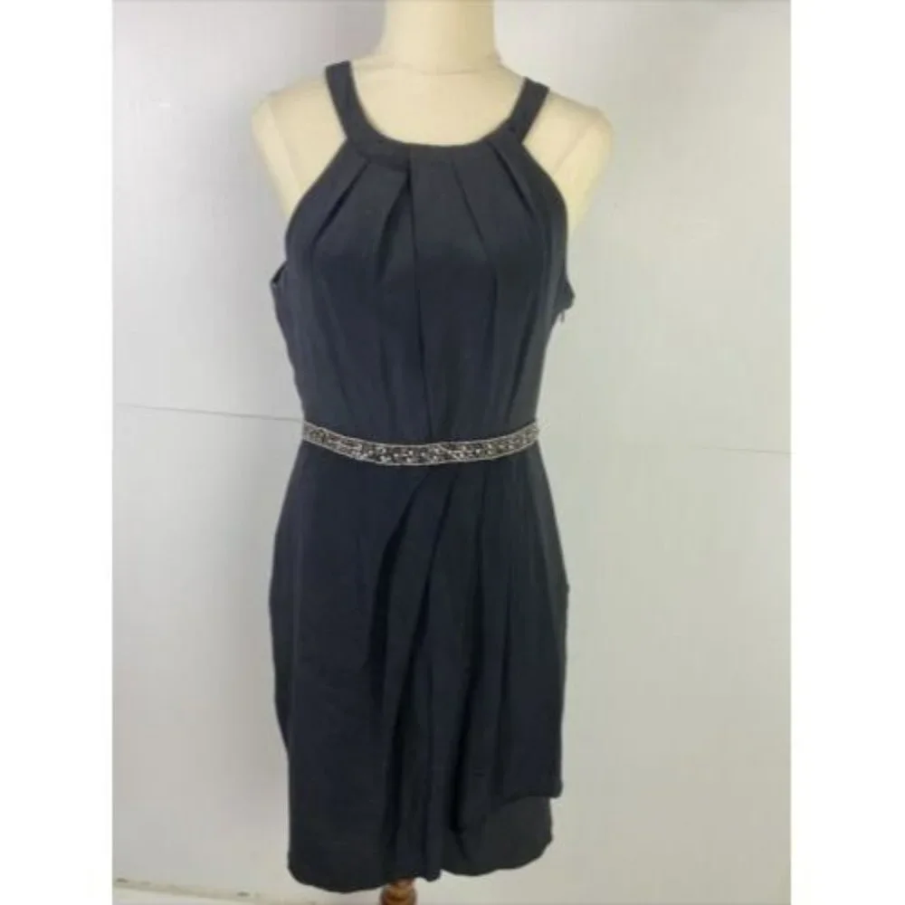 Forever New Size 10 Women's Dress Black Party Cocktail Beaded 100% SILK - Picture 1 of 12
